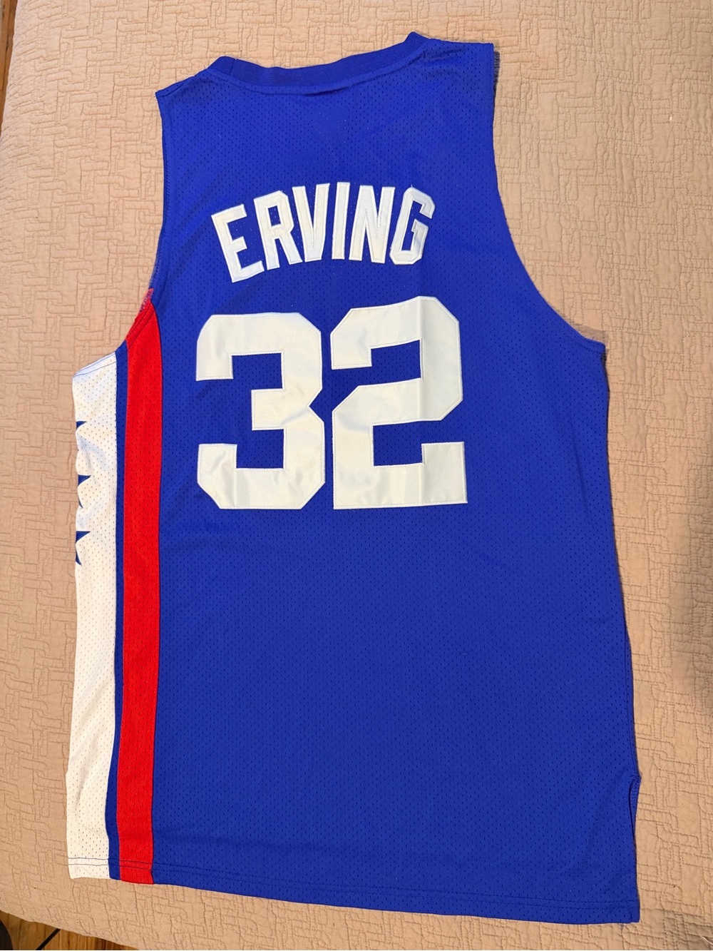 adidas Blue Erving #32 Mesh Basketball Jersey with Red & White Trim Vintage!